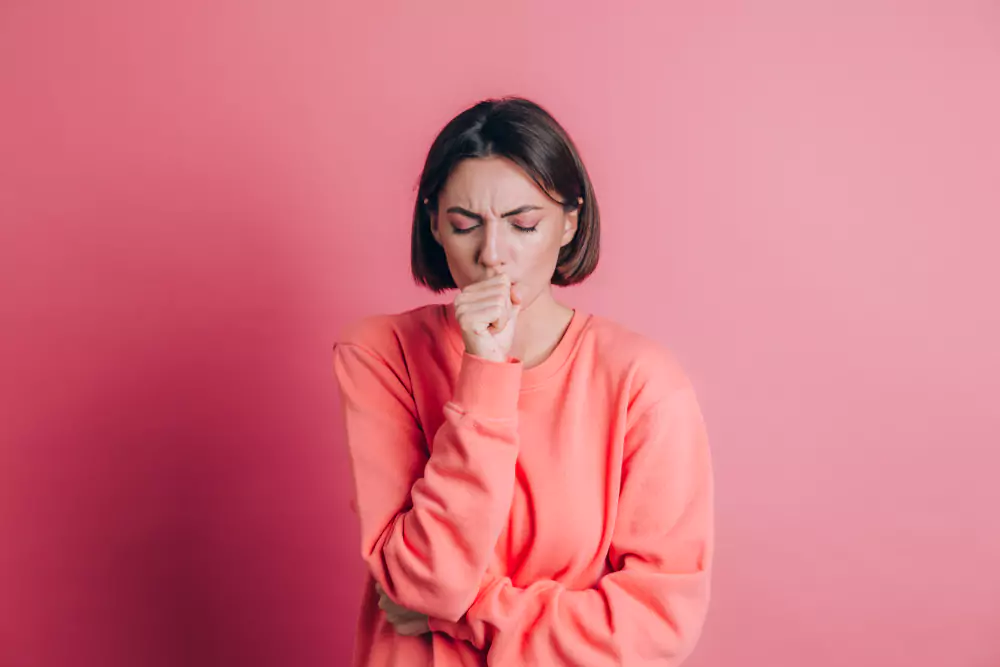 Coughing Women Pink Shirt