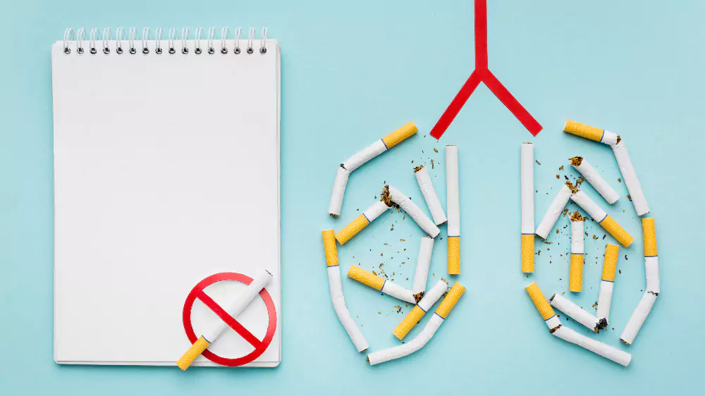 Lungs Shape With Cigarettes And Notebook